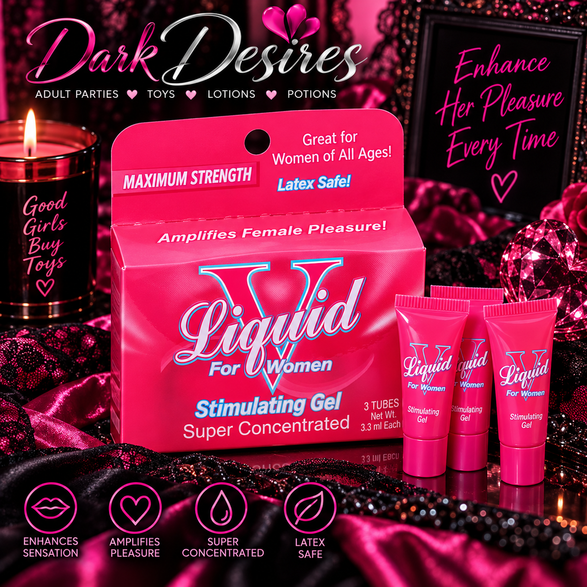 Liquid V for Women – Stimulating Gel, 3 Pack