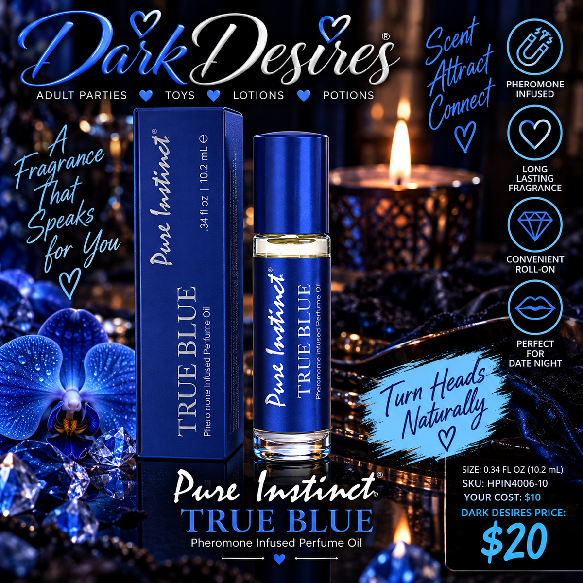 Pure Instinct True Blue – Pheromone Infused Perfume Oil
